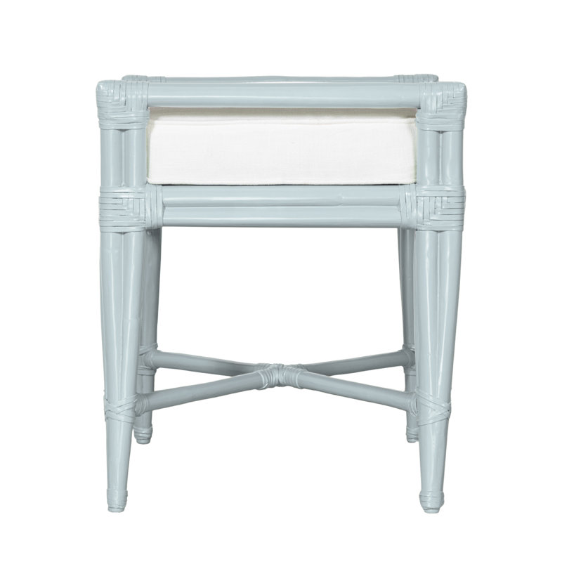 Malacca Upholstered Bench, Light Blue