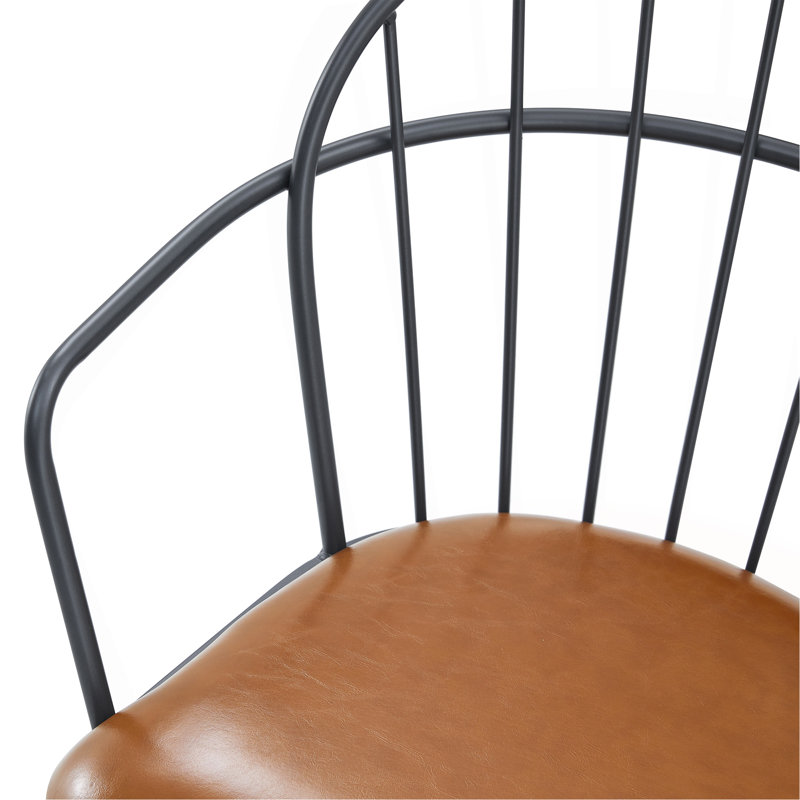 Chaise d'intérieur rembourrée avec pieds en métal (ensemble de 2), brun
