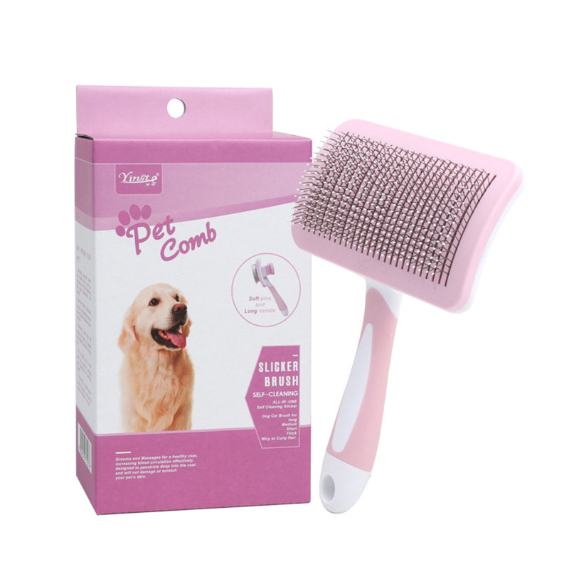 Peigne de démêlage à double face 4,3 x 6,7 po pour chats, rose, Rose