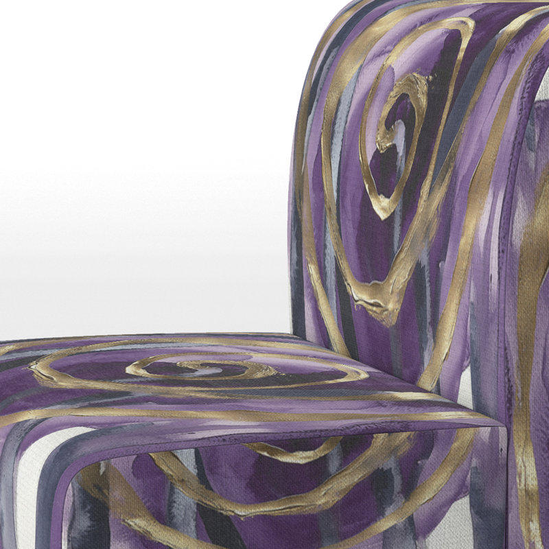 Mettalic I - Glam Upholstered Slipper Chair, Gray/Purple/Gold