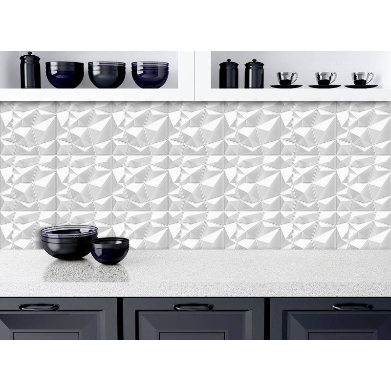Carrelage mural auto-adhésif 12 po x 12 po Jeedeson pour dosseret de cuisine, Blanc