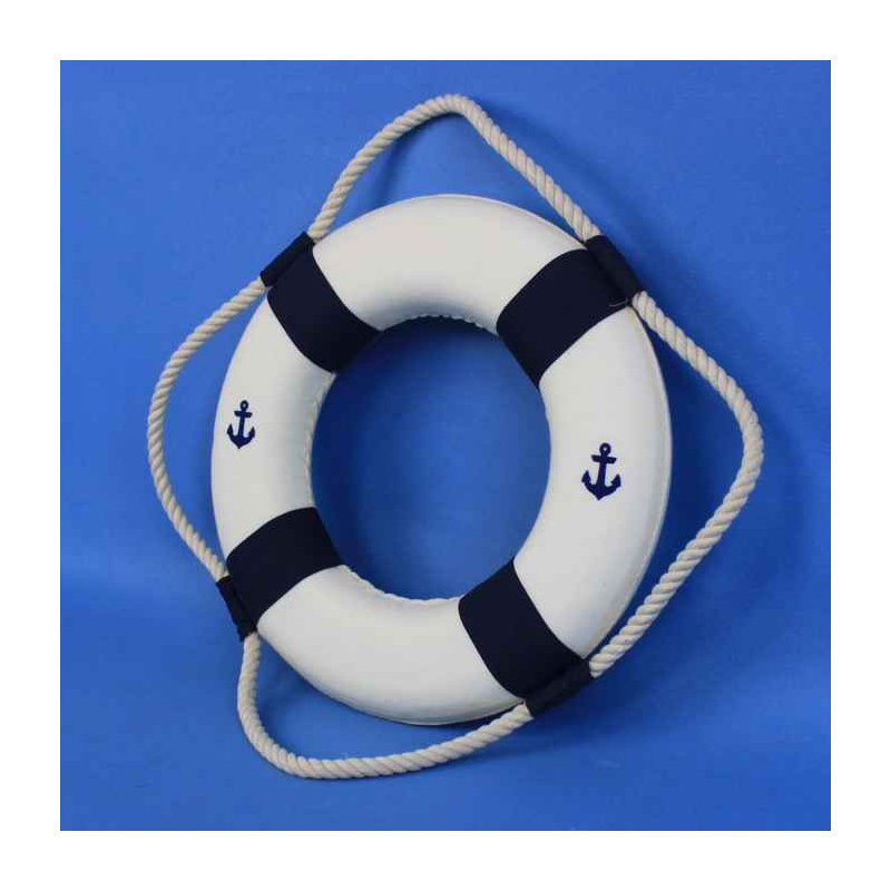 Décoration murale Longwell Classic Anchor Lifering, H 6 po x l 6 po x P 1 po, Blanc/bleu