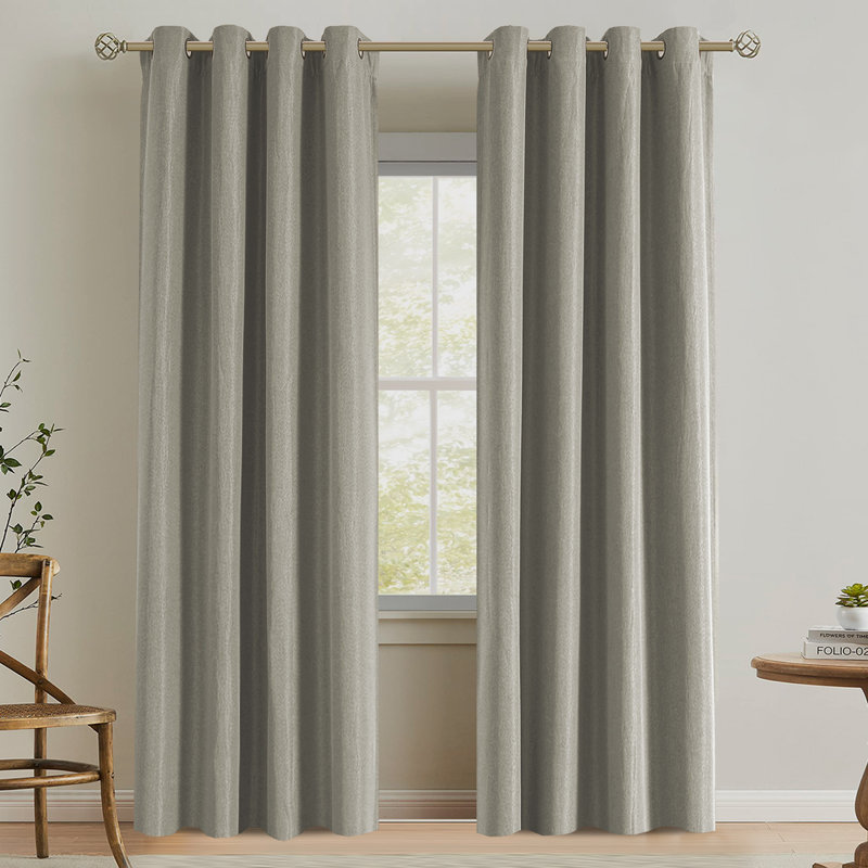 Rideaux occultant en lin 2 panneaux épais rideaux bloquant la lumière et isolant thermique pour la chambre à coucher Rideaux rustiques pour le salon