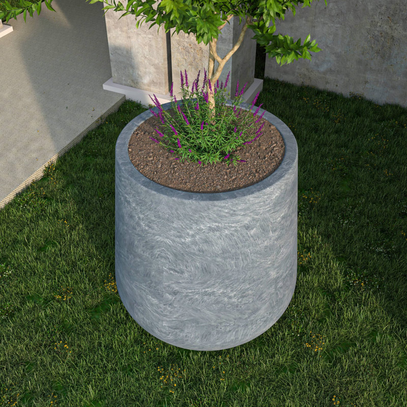 Pot à fleurs fait à la main Weybright, Béton vieilli, H 27,6 po x l 27,6 po x P 27,6 po