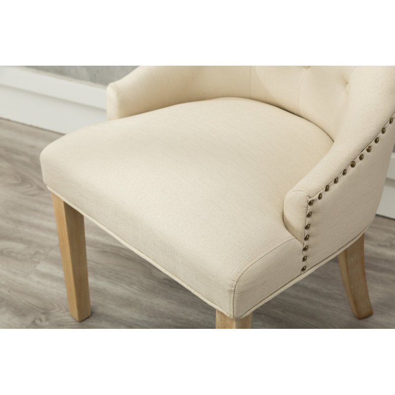 Fauteuil capitonné Authement, Brun clair
