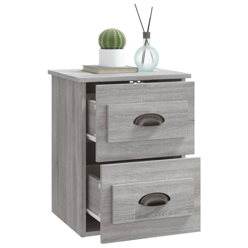 ClassicLiving Wall-Mounted Bedside Cabinet 41.5X36x53cm, Grey Sonoma, Set of 2