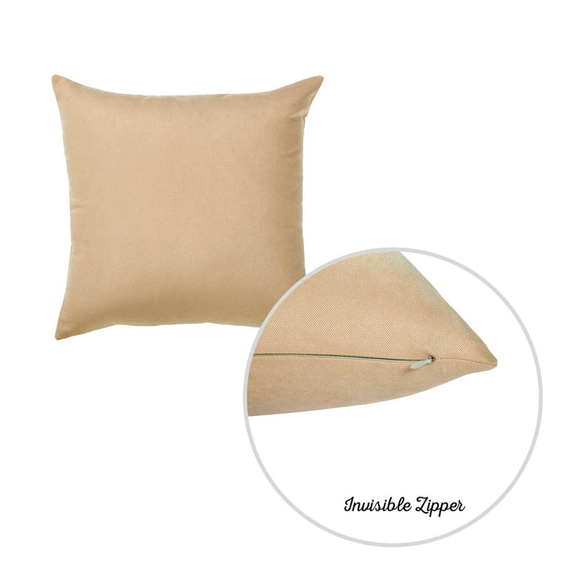 Beige Polyester Euro Square Pillow Covers Set of 4