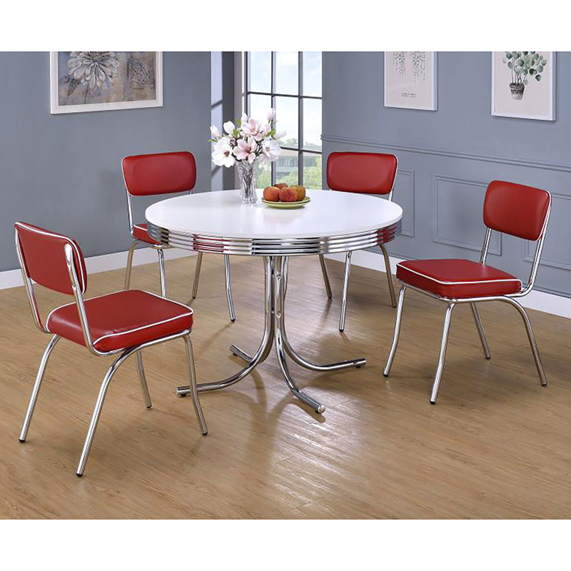 Table de salle à manger ronde blanche de 42 po de largeur x 30 po de hauteur, polyvalente et élégante, 30 po x 42 po x 42 po, qui convient à la cuisine et aux espaces