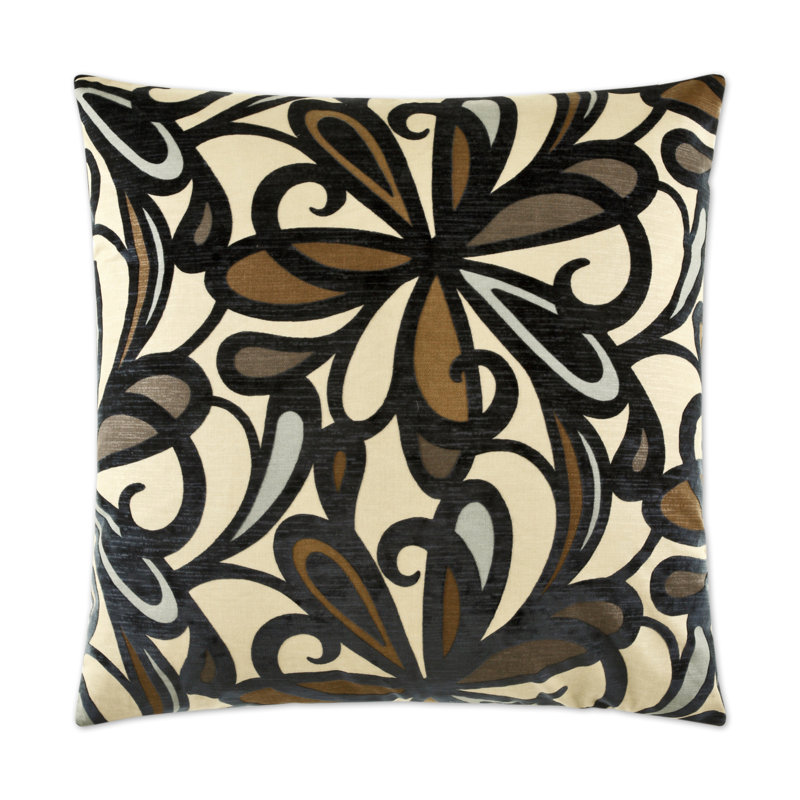 Fanfare Floral Throw Pillow, Navy, 24"H x 24"W