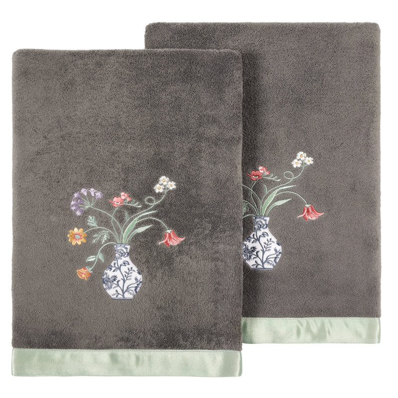 Essuie-mains en coton turc, Gris anthracite, Bath Towel-2Pack