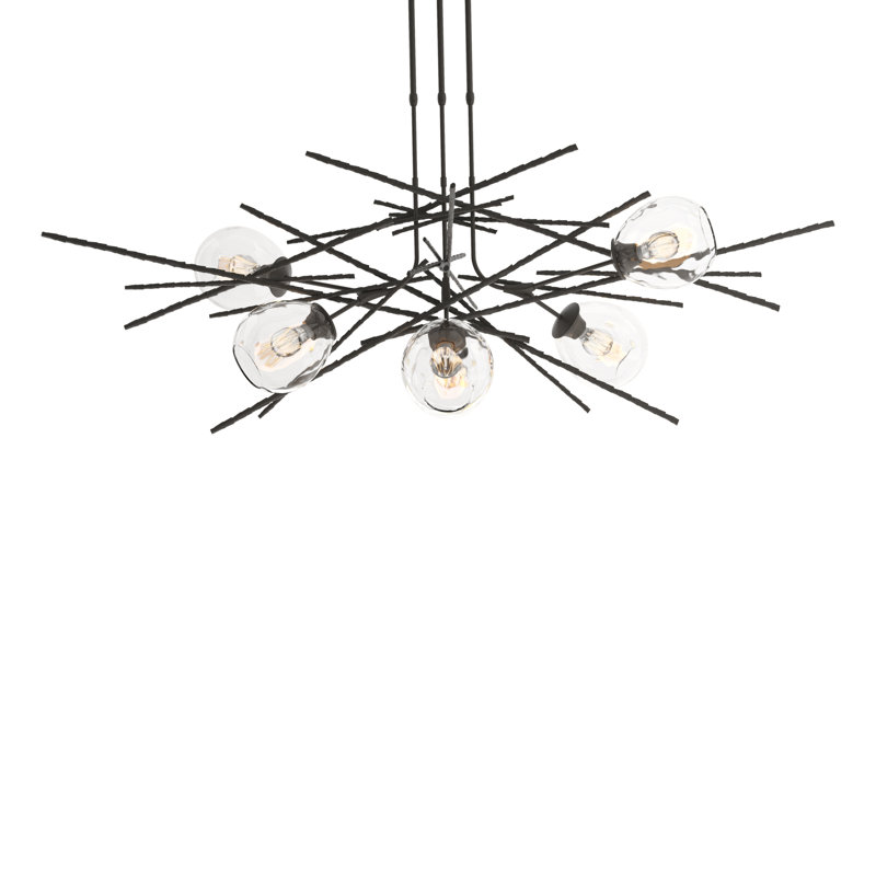 Griffin 6 - Light Sputnik Sphere Chandelier, Dark Smoke, XLong: 32.3" to 71.3", Clear Glass