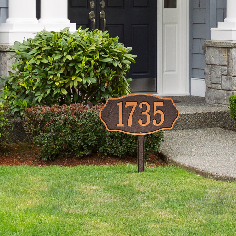 Hampshire 1-Line Lawn Address Sign, Yes, Antique Copper