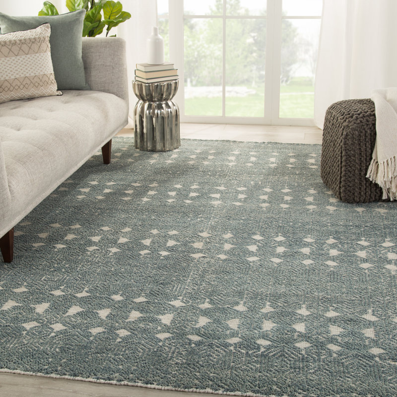 Cupertino Hand Knotted Wool Geometric Area Rug, Rectangle 5' x 8'