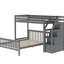 Lit mezzanine avec lit simple au-dessus de l'installation complète, barrières de sécurité - lit superposé gris, support de matelas confortable