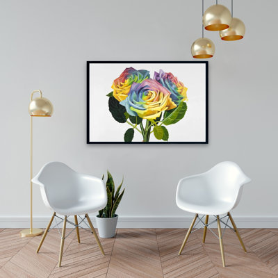 "Bouquet de roses arc-en-ciel" sur toile