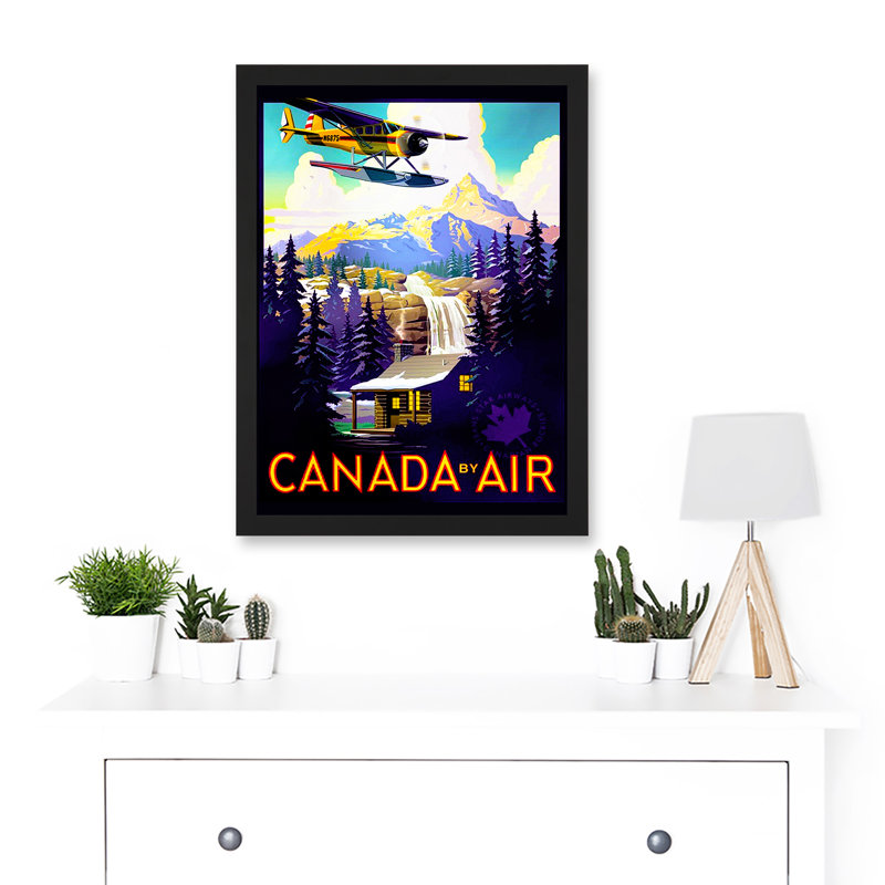Travel Tourism Transport Canada Air Sea Plane Forest Mountain River - Single Picture Frame Print, 44.5cm H x 33cm W x 1.5cm D