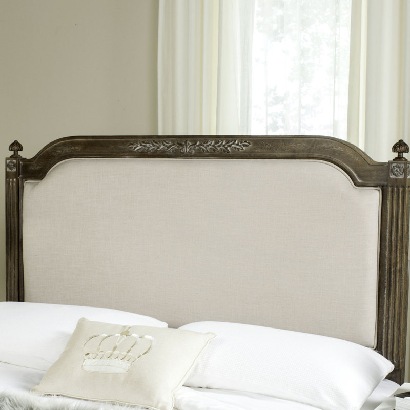 Arine Upholstered Headboard, Rustic Oak/Beige, Queen