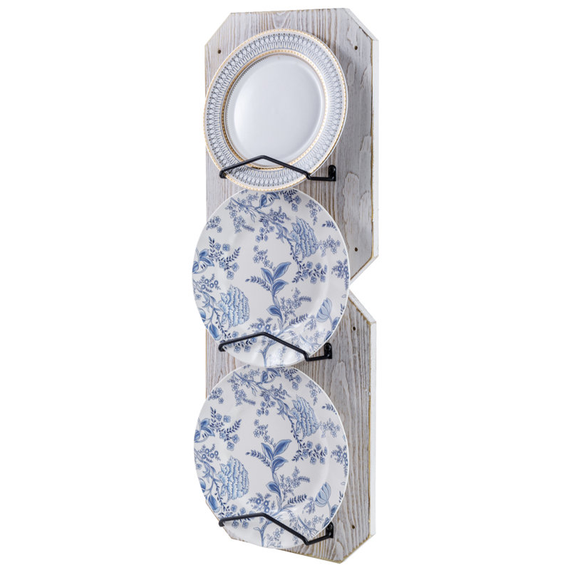 Whitewashed Wall Decorative 3 Slot Plate Display