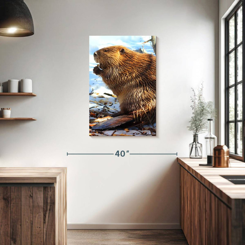 Brampt Beaver In Winter, 36" H x 24" W