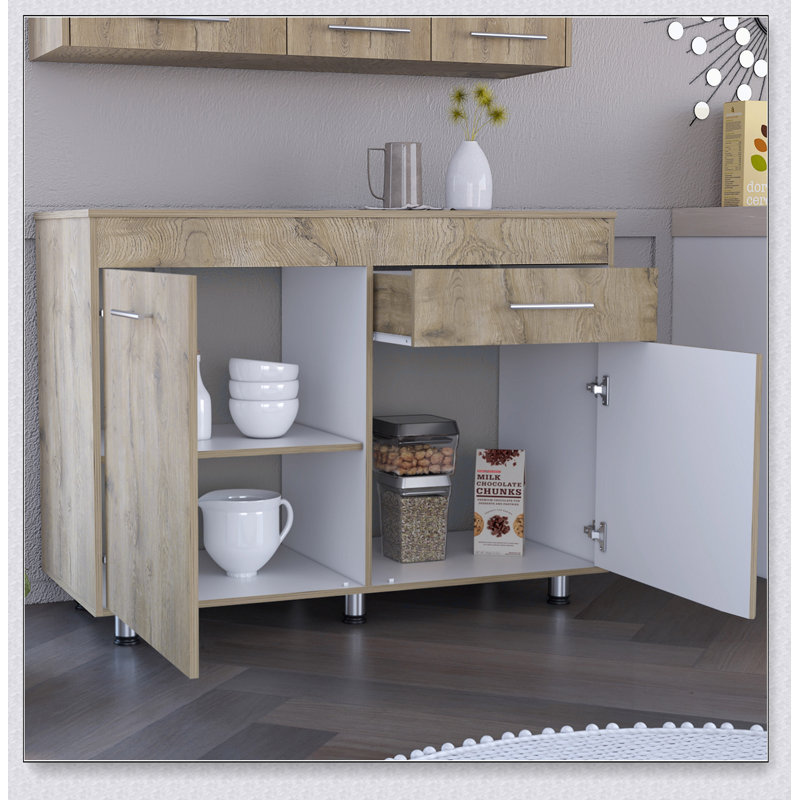 Armoire utilitaire Orion, un tiroir, une porte double - blanc / Macadamia