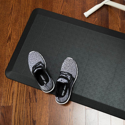 Restaurantware-39 x 20 x 8 Inch Anti-Fatigue Mat, 1 Extra-Padded Kitchen Mat - Beveled Safety Edges, Non-Slip, Black Plastic Kitchen Sink Rug, Shock-Resistant, For Home, Office, Or Laundry Room