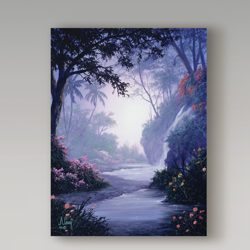 Fikes «Garden Scene 22», reproduction de peinture à l'huile sur toile tendue, H 19 po x l 14 po