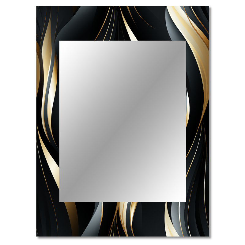Noir profond et élégance dorée - miroir glamour, miroir mural moderne unique, impression d'art en métal, 40 po x 30 po