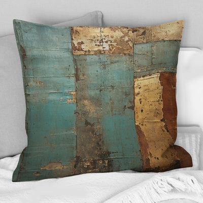 Coussin Kintsugi Retro Glam Vintage Gold On Turquoise IV - Abstract