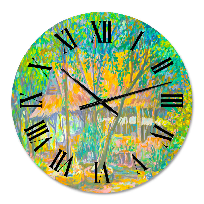 Horloge murale traditionnelle peinte à la main en bois clair, Petit