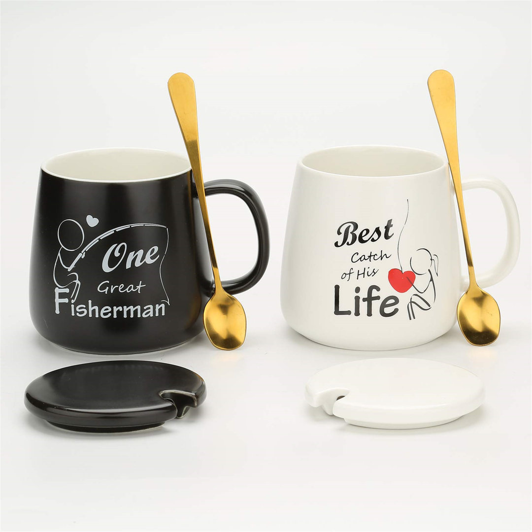 Wrenshall One Great Fisherman, Best Catch Of His Life Coffee Couple Mugs Gift Set - Einzigartiges Verlobungs-Hochzeitsge...