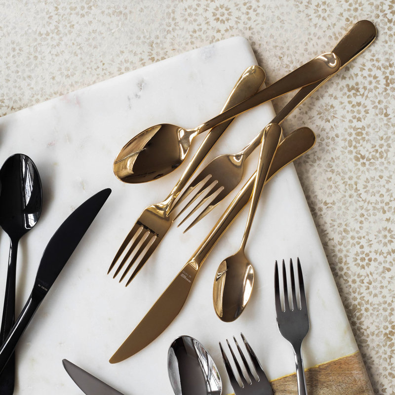 Settimocielo 5 - Piece Stainless Steel Flatware Set - Service for 1, Gold