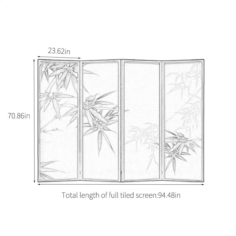 Paravent en bois massif de bambou, H 70,86 po x l 94,48 po x P 1,18 po