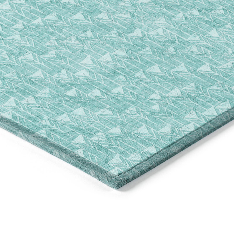 Tapis extérieur turquoise antidérapant lavable géométrique 2 pi x 3 pi