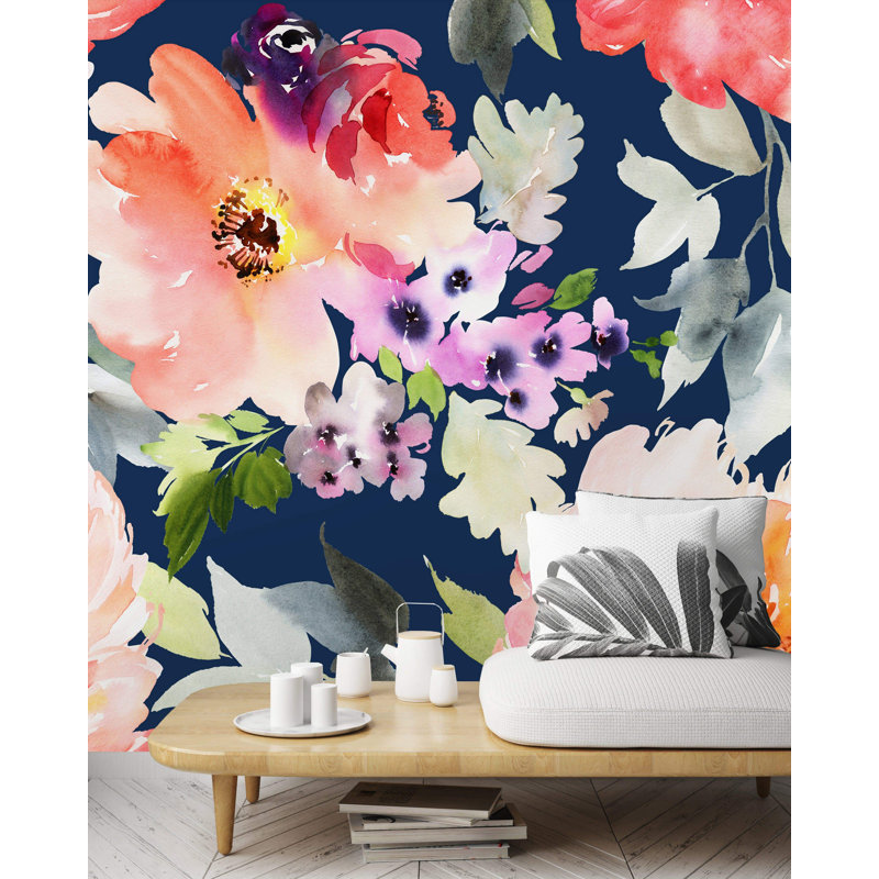 Murale 4 pièces fleurs Kinta, L 10,42 pi x l 125 po
