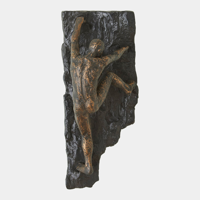 Free Climbing Man-Jug Hold-Bronze, 8.5" H x 12.25" W x 2.75" D