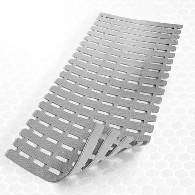 Tapis de bain lesté antidérapant pour surfaces de baignoire et de douche texturées, brevet en instance, sécurité de baignoire antidérapante sans ventouses, ne flotte pas, fonctionne sur carrelage et pierre 31 po x 15 po, gris
