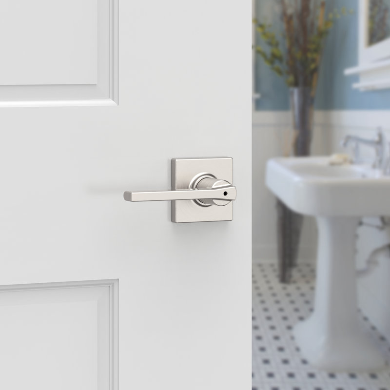Casey Privacy Door Lever with Casey Rosette, Satin Nickel