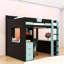 Lit mezzanine 3 tiroirs avec tablettes, lumière DEL, station de charge et bureau intégré-988143024-988143037