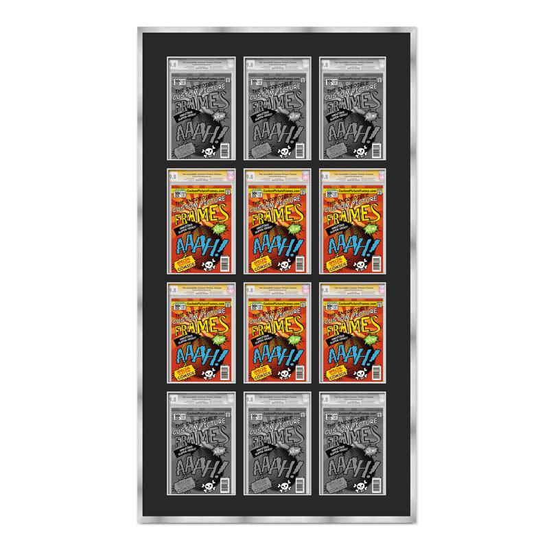 Wood Picture Frame with Mat, 8.125" x 13", Black/Silver, 30" x 58.5"