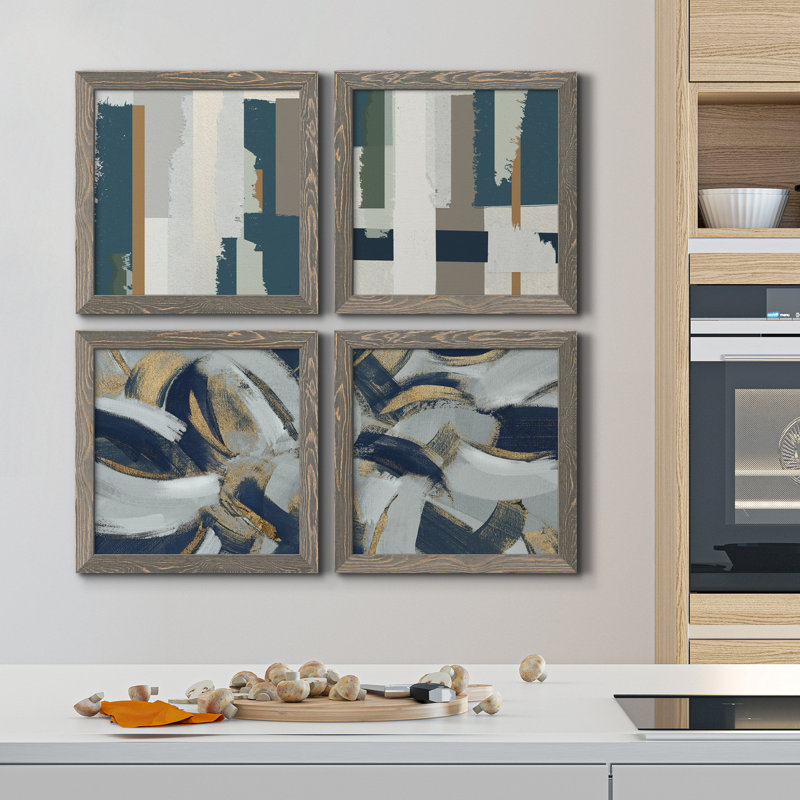 «Close to the Edge I», ensemble de 4 peintures sur toile encadrées, H 35,5 po x l 71 po x P 1,5 po, Toile grise encadrée