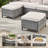 All-Weather Outdoor Wicker Modern Wicker Iron Armrests Sofa With Ottomans-1845809357