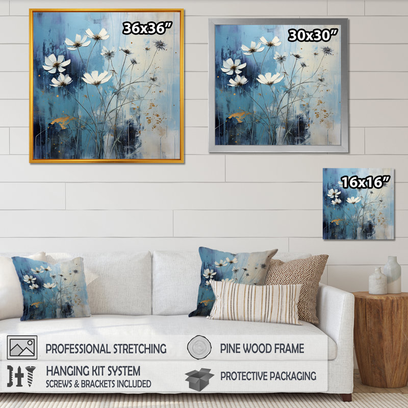 Décoration murale Wildflowers Wander Meadows IV - Fleurs sauvages, Cadre naturel flottant, H 16 po x l 16 po x P 1 po