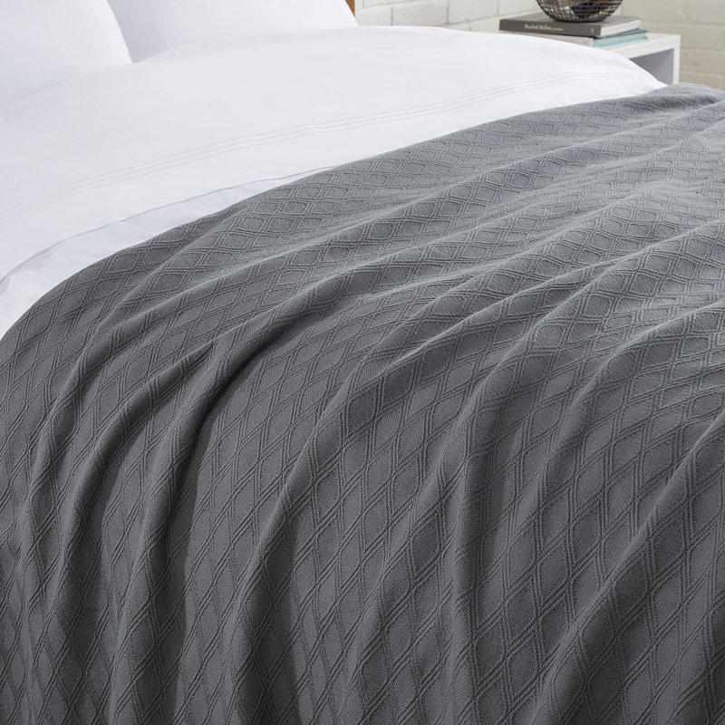 Couverture en mélange de coton eucalyptus, Simple, Gris foncé
