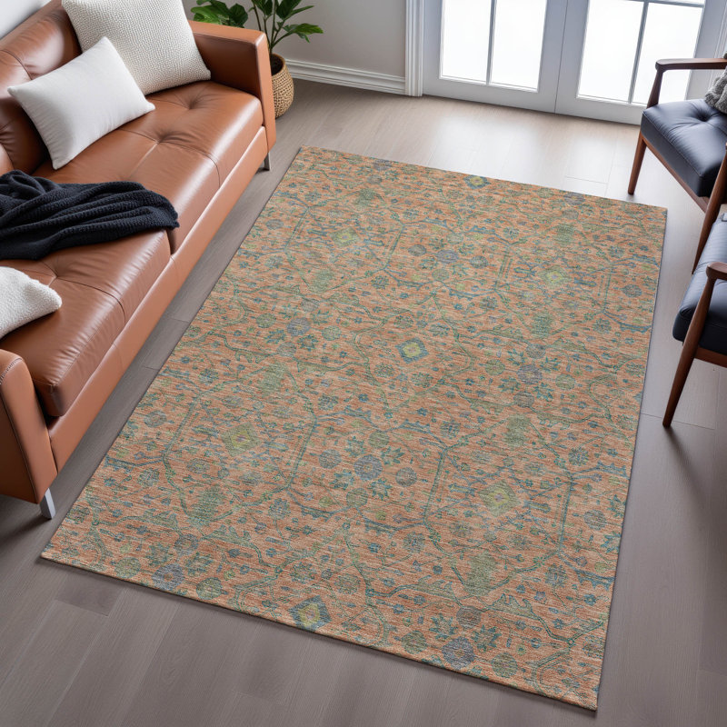 Premium Machine Washable Ducote AMF1131 Global Rug, Rectangle 10 pi x 14 pi