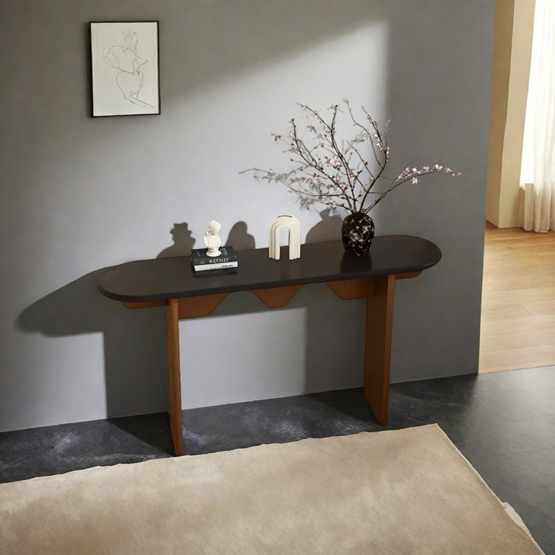 Console Retro Minimalist Art, Noir, noir, noir, noir, Bois naturel, H 31,5 po x l 62,99 po x P 11,81 po