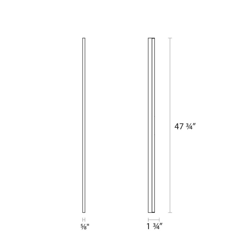 Stiletto Lungo 47.75" 1-Light 3000K Dimmable Integrated LED Vanity Light, Bright Satin Aluminum