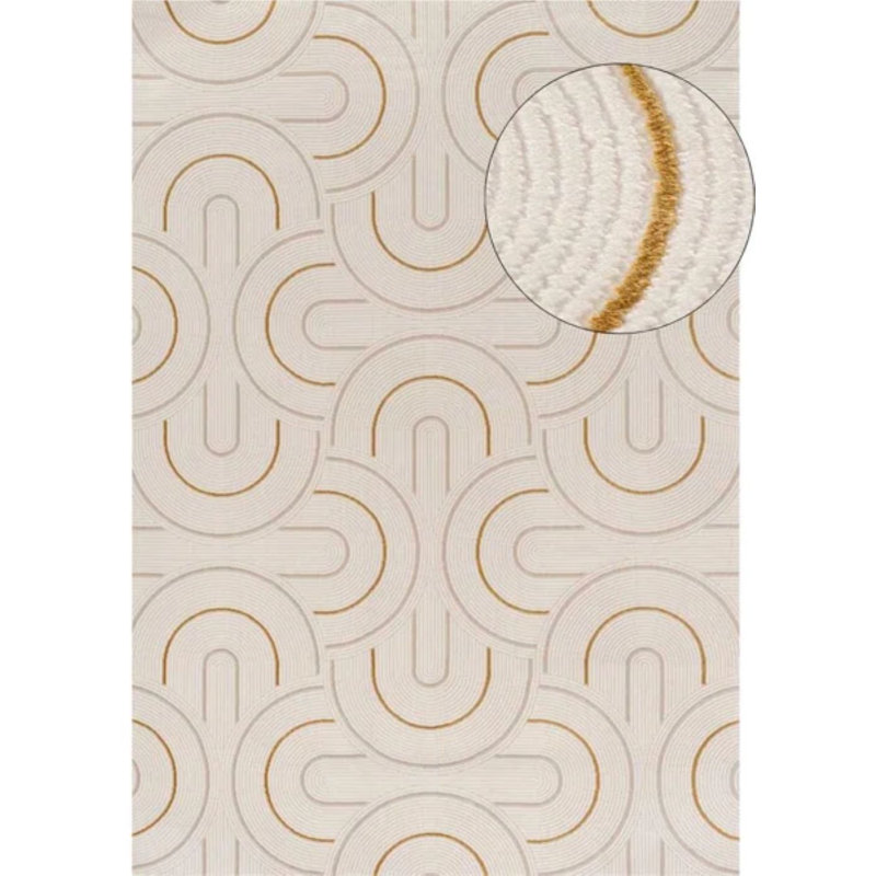 Carmel Modern Arc Cream/Gold Area Rug, Rectangle 160 x 230cm