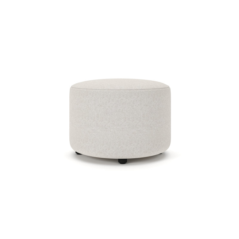 Murano 24" Round Upholstered Ottoman, Macarena Light Gray Basketweave