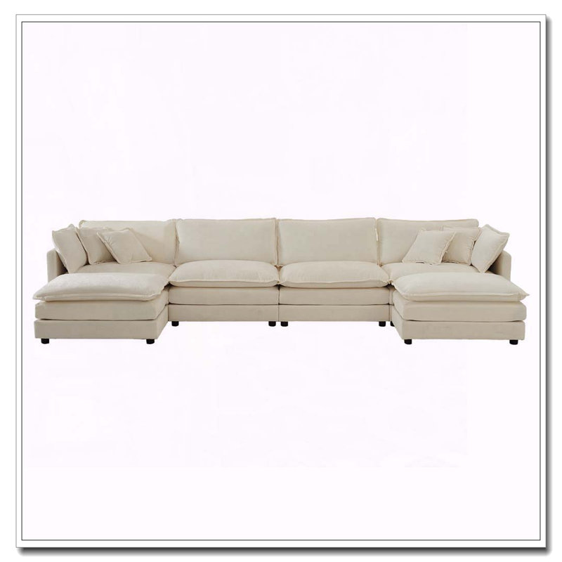 Canapé moderne en tissu pour salon, siège profond rembourré de grande taille, Grey+4Seat+2Ottman 4