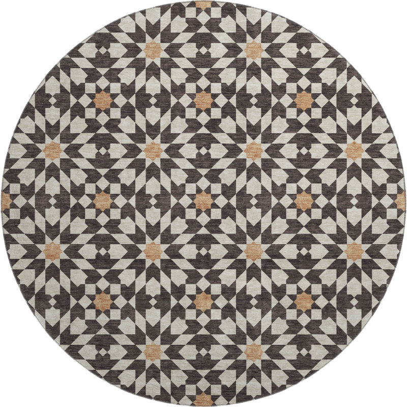 Tapis gris anthracite de qualité supérieure lavable à la machine, Rond 8 pi